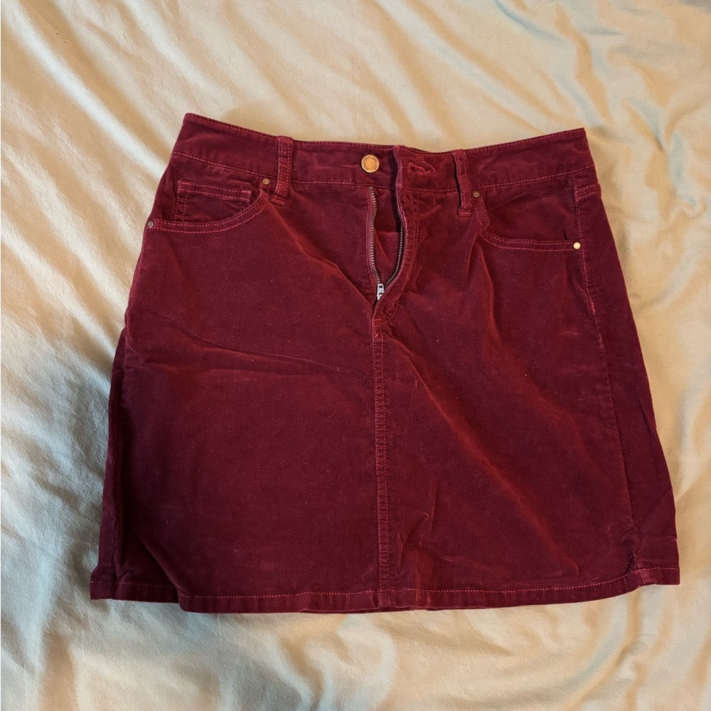 Market & Spruce Burgundy Corduroy Mini Skirt